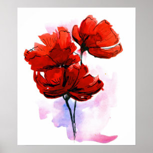 Abstrakter gemalter Blumenhintergrund Poster