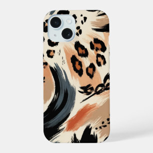 Abstrakter gemalter exotischer Tierdruck Leopard  iPhone 15 Hülle