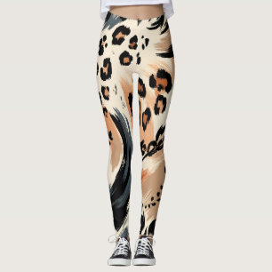 Abstrakter gemalter exotischer Tierdruck Leopard Leggings