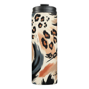 Abstrakter gemalter exotischer Tierdruck Leopard Thermosbecher