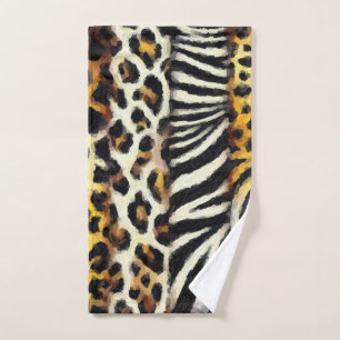 Abstrakter Gemalter Gemischter Wildtierdruck Badhandtuch Set