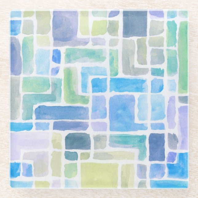 Abstrakter gemalter Watercolorhintergrund Glasuntersetzer (Vorderseite)