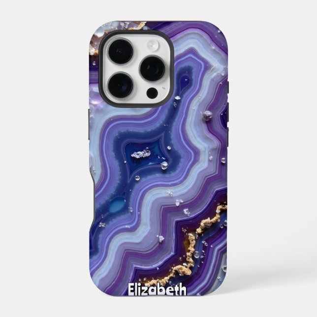 Abstrakter Geode-Fluss mit Gold iPhone Hülle (Rückseite)