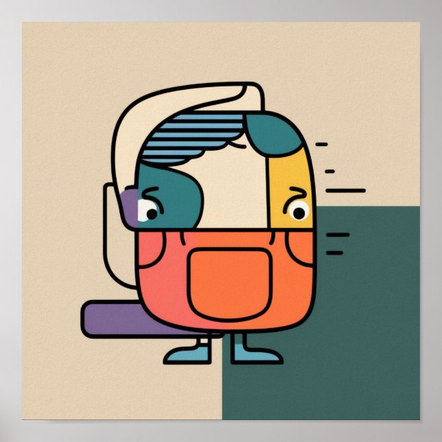 Abstrakter geomatrischer Mensch Poster (Vorne)