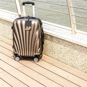 Abstrakter geometrischer Fuchsienblauer Grauname Gepäckanhänger