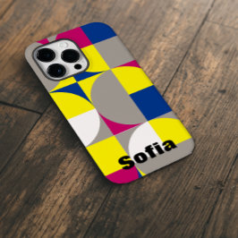 Abstrakter, geometrischer Fuchsiengelber Name Case-Mate iPhone 14 Pro Max Hülle