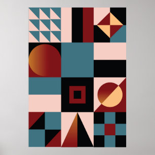 Abstrakter, geometrischer Hintergrund, farbig, sch Poster