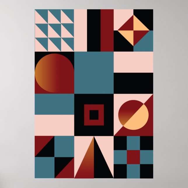 Abstrakter, geometrischer Hintergrund, farbig, sch Poster (Vorne)