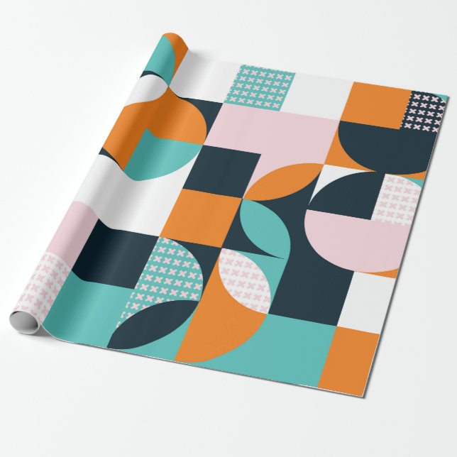 Abstrakter geometrischer Hintergrund mit Quadraten Geschenkpapier (Ungerollt)