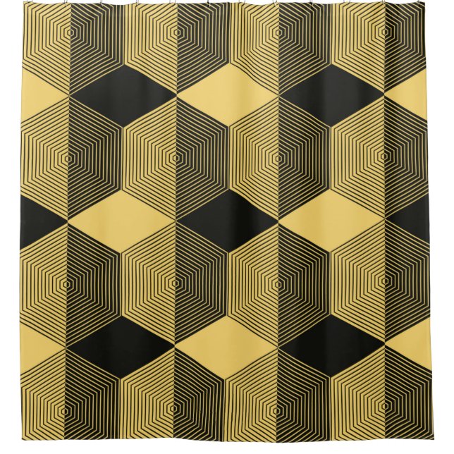 Abstrakter geometrischer Hintergrund. Sechseckgefl Duschvorhang (Vorderseite)