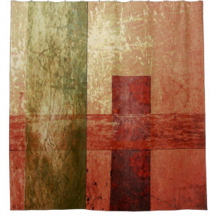 Abstrakter geometrischer Kunstgrunge-rotes orange Duschvorhang