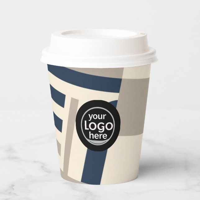 Abstrakter geometrischer Papiercup - Modern Custom Pappbecher (Vorderseite)