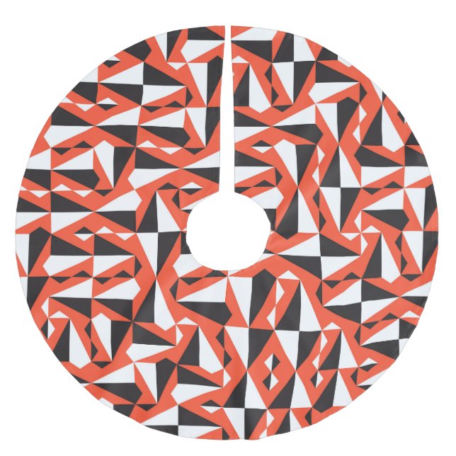 Abstrakter geometrischer Pinsel: Vintages Muster Polyester Weihnachtsbaumdecke (Vorderseite)