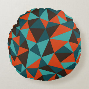 Abstrakter geometrischer Retro-Hintergrund - Vinta Rundes Kissen