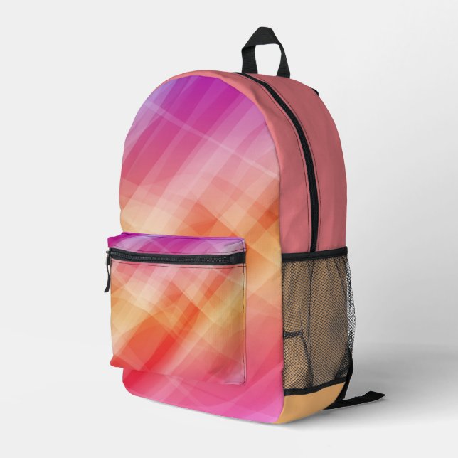 Abstrakter geometrischer Rucksack mit Rosa und Ora (Rückseitige Ecke Rechts)