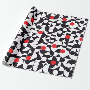 Abstrakter geometrischer Schwarz-weißer und roter  Geschenkpapier