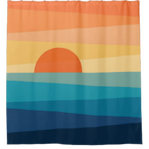 Abstrakter geometrischer Sonnenaufgang Duschvorhang