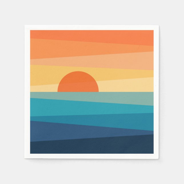Abstrakter geometrischer Sonnenaufgang Serviette (Vorderseite)