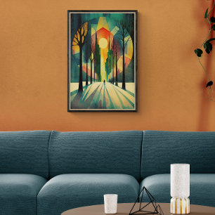 Abstrakter geometrischer Sonnenuntergang   Lange S Poster