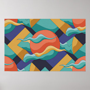Abstrakter geometrischer Wellenplakat Poster