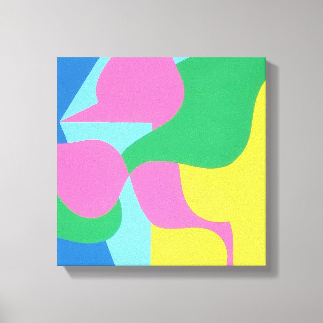 Abstrakter geschichteter rosa und grüner Kunstdruc Leinwanddruck (Vorderseite)