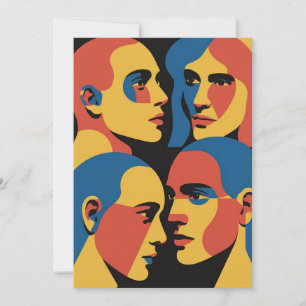 Abstrakter Gesichter-Raster-Kunstdruck, Menschlich Einladung