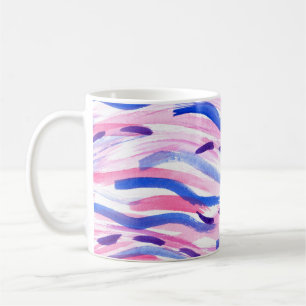 Abstrakter gestreifter Wasserfarbhintergrund. Pins Kaffeetasse