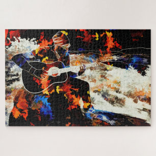 abstrakter Gitarrist Rätsel Puzzle
