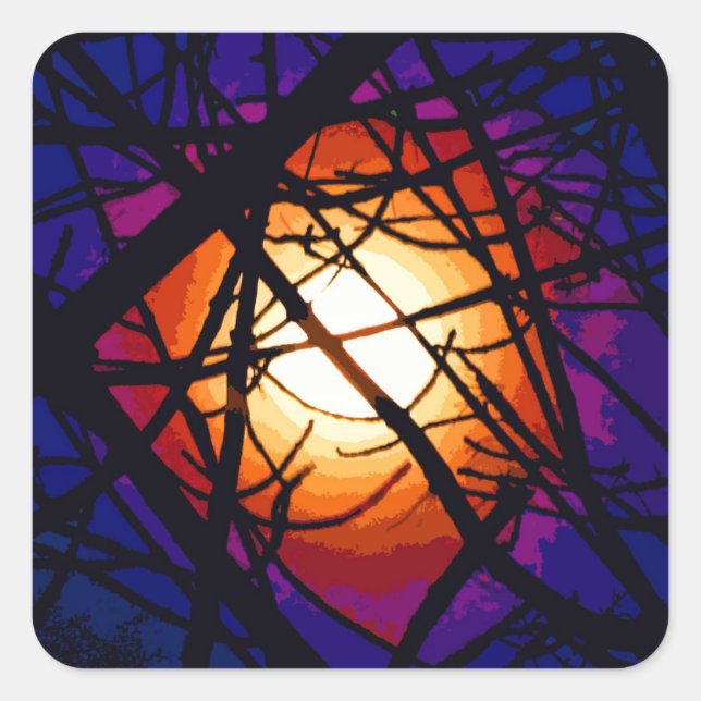 Abstrakter Glass Moon Quadratischer Aufkleber (Vorderseite)
