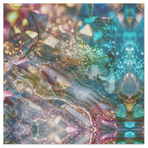 Abstrakter Glitter und Marmor Rosa und Blau Stoff