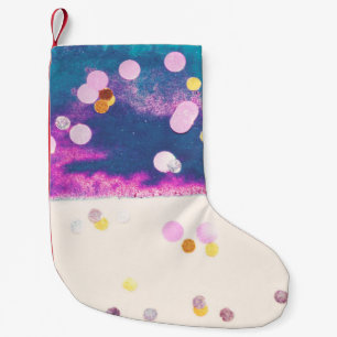 Abstrakter Glittery Blue Watercolor Splash Kleiner Weihnachtsstrumpf