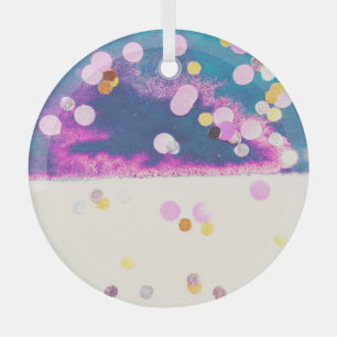 Abstrakter Glittery Blue Watercolor Splash Ornament Aus Glas