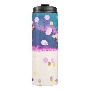 Abstrakter Glittery Blue Watercolor Splash Thermosbecher