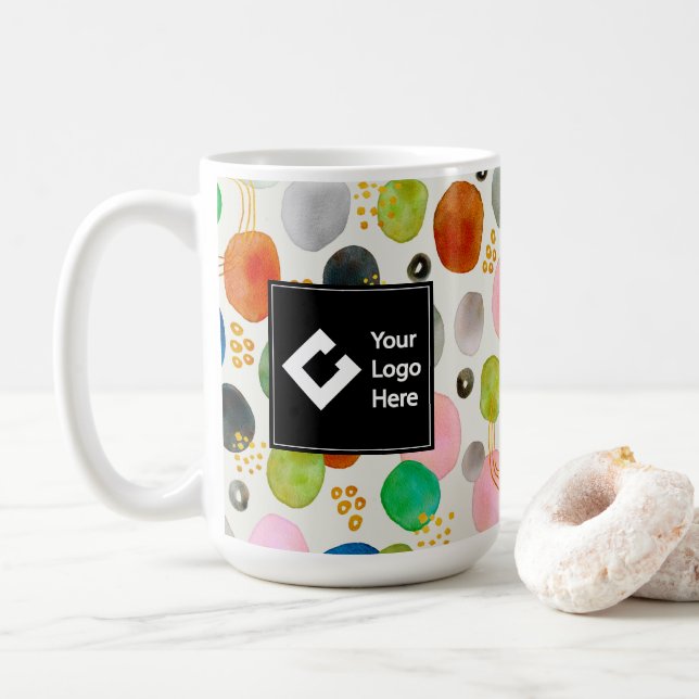 Abstrakter Glitzer aus Pebble Gold + Ihr Logo Kaffeetasse (Mit Donut)