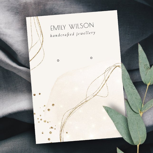 Abstrakter Glitzer Gold Ivory Stud Earring Display Visitenkarte (Von Creator hochgeladen)