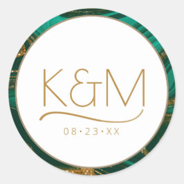 Abstrakter Glitzer Strata Border Wedding Green ID9 Runder Aufkleber