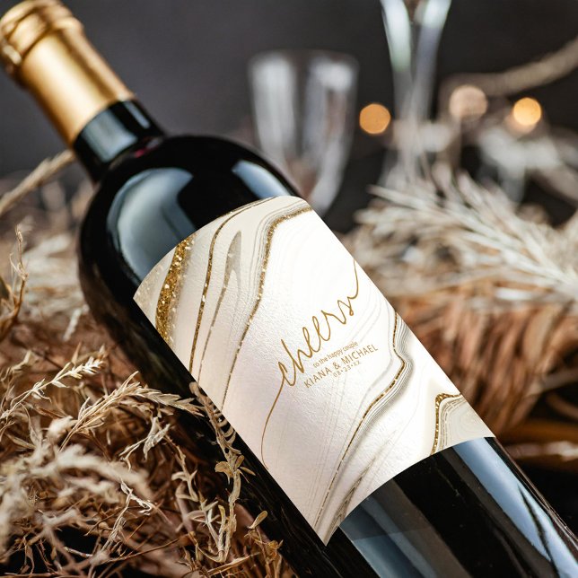 Abstrakter Glitzer Strata Cheers Ivory ID903 Weinetikett (Von Creator hochgeladen)