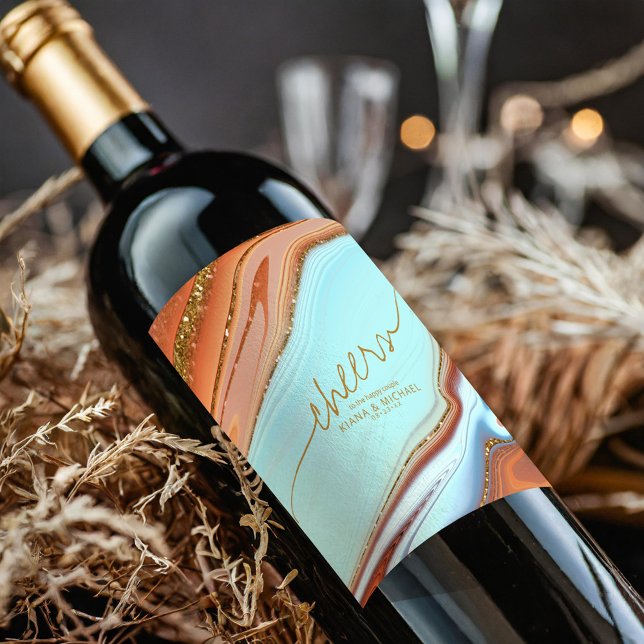 Abstrakter Glitzer Strata Cheers Sky Blue ID903 Weinetikett (Von Creator hochgeladen)