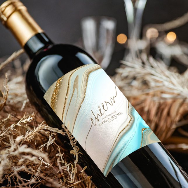 Abstrakter Glitzer Strata Wedding Cheers ID903 Weinetikett (Von Creator hochgeladen)