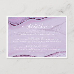 Abstrakter Glitzer Strata Wedding Details Lilc ID9 Begleitkarte