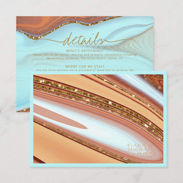 Abstrakter Glitzer Strata Wedding Details SB ID903 Begleitkarte (Vorne/Hinten)