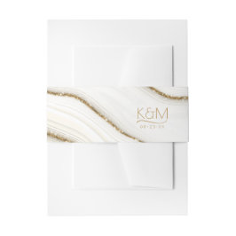 Abstrakter Glitzer Strata Wedding Elfenbein ID903 Einladungsbanderole