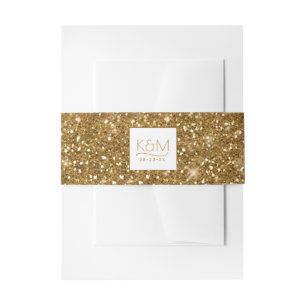 Abstrakter Glitzer Strata Wedding Gold ID903 Einladungsbanderole