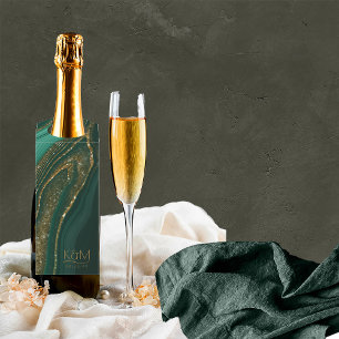 Abstrakter Glitzer Strata Wedding Green2 ID903 Flaschenanhänger