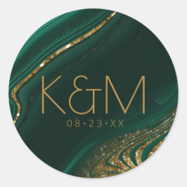Abstrakter Glitzer Strata Wedding Green ID903 Runder Aufkleber