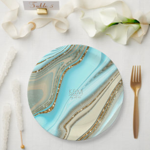 Abstrakter Glitzer Strata Wedding ID903 Pappteller