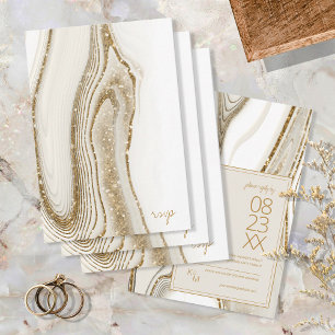 Abstrakter Glitzer Strata Wedding Ivory ID903 RSVP Karte