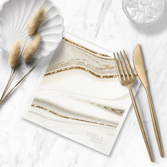 Abstrakter Glitzer Strata Wedding Ivory ID903 Serviette (Von Creator hochgeladen)