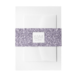 Abstrakter Glitzer Strata Wedding Lilac ID903 Einladungsbanderole