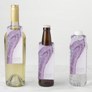 Abstrakter Glitzer Strata Wedding Lilac ID903 Flaschenanhänger